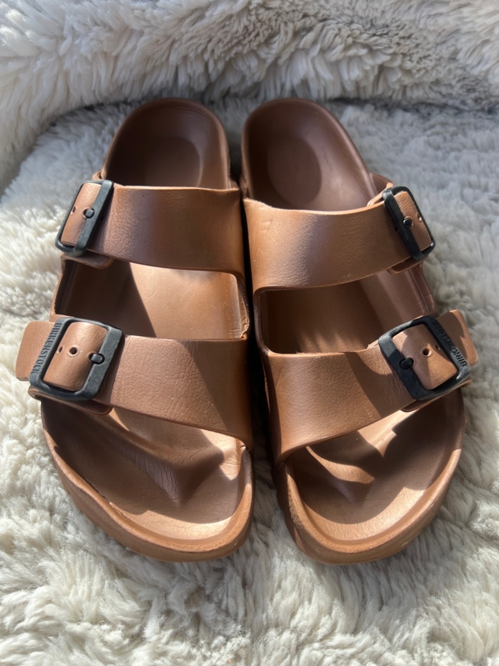 Birkenstock Women's Brown Double-Buckle Slide Sandals